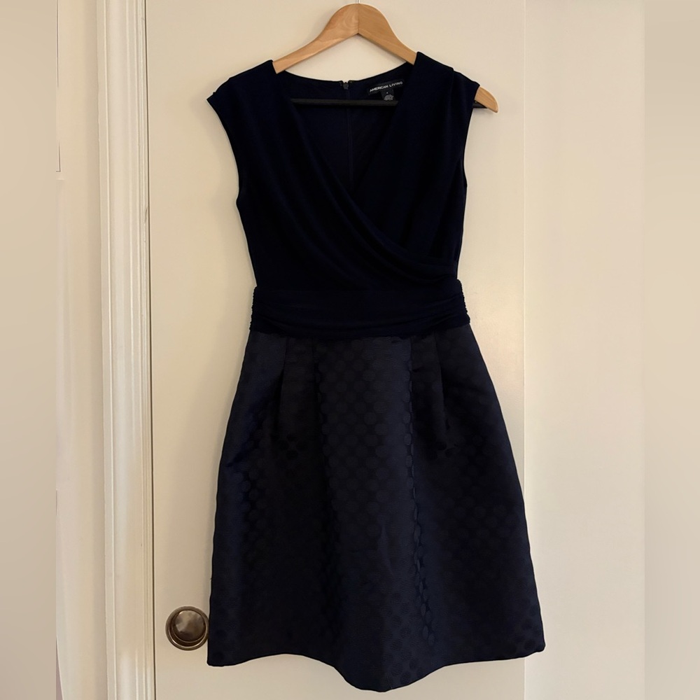 American Living Black Sleeveless V-Neck Midi Dress